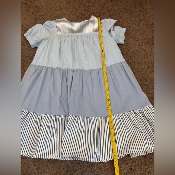 Tuckernuck English Factory Quinn Blue Striped Short Sleeve Tiered Dress M - Picture 6 of 8